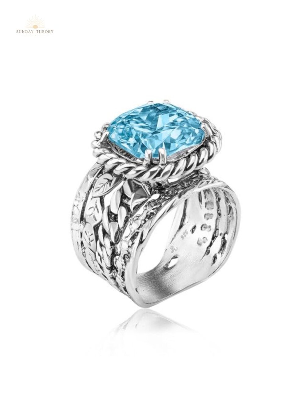 925 Sterling Silver Statement Ring Vintage Cushion Cut CZ Ring Size 7